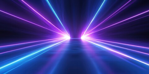 Fototapeta premium Abstract swirling vortex, cosmic tunnel, vibrant blue and purple energy, radiant light at the center, dynamic motion blur, futuristic wormhole, digital art, high contrast, sci-fi concept, hypnotic spi