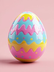 3d render icon of easter egg cartoon plastic 3d clay generated AI