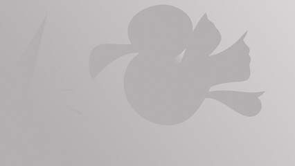 A dark silhouette of abstract shapes resembling a flower and bird against a gradient purple background, with soft textures and sharp edges.