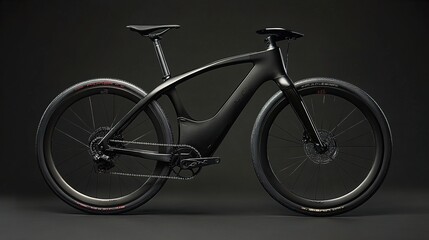 Fototapeta premium Sleek Black Electric Bike: Luxury Carbon Fiber Ebike Design