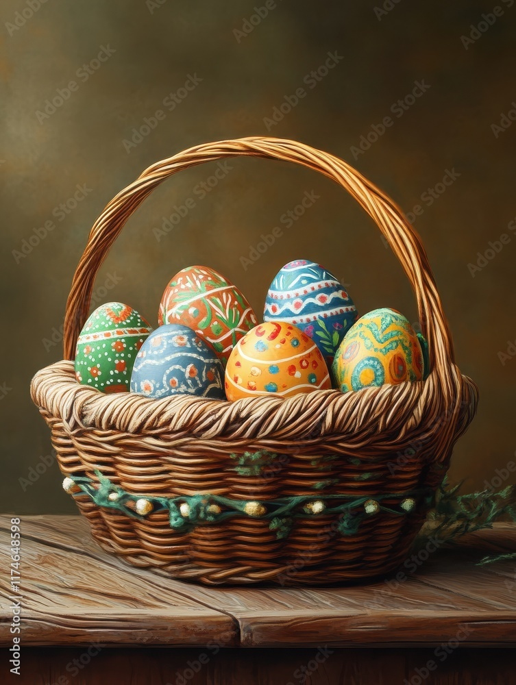 Wall mural easter eggs in basket