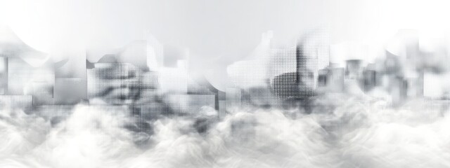 Abstract landscape, minimalist, monochromatic, misty mountains, ink wash, horizon line, ethereal, atmospheric, soft edges, black and white, tranquil, zen-like, subtle gradients, negative space, dreamy