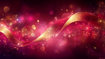 Fototapeta premium Radiant Pink and Gold Twirling Ribbon Background