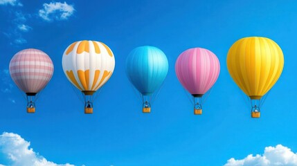Naklejka premium Vibrant Air Balloons Soaring Against Blue Sky Backdrop