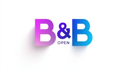 "B&B Open: The design of B&B, an open sign design with soft color palette and shadows casting to create an image that evokes a feeling of modernity, and welcoming customers."