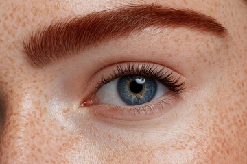 Fototapeta premium Freckled eye, close-up, beauty, skincare