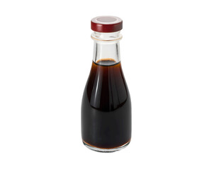 Soy sauce isolated on a white transparent background, emphasizing its deep color and umami-rich flavor. Ideal for digital ads, recipe blogs, and promoting Asian cooking ingredients online