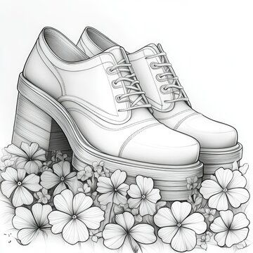 white platform shoes with flowers clip art preview