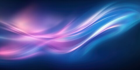 Naklejka premium Abstract energy waves, flowing light streams, cosmic art, neon blue and purple colors, glowing ethereal ribbons, dark space background, digital art, vibrant luminescence, futuristic design, smooth cur