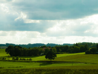 Fototapeta premium Cloudy day over Kashubian Region, Poland.