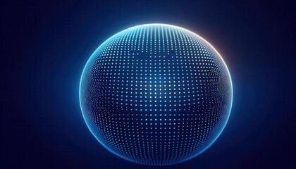 A macro view of flat pixels in minimal rows of luminous blue dots fading into a large solid navy blue background