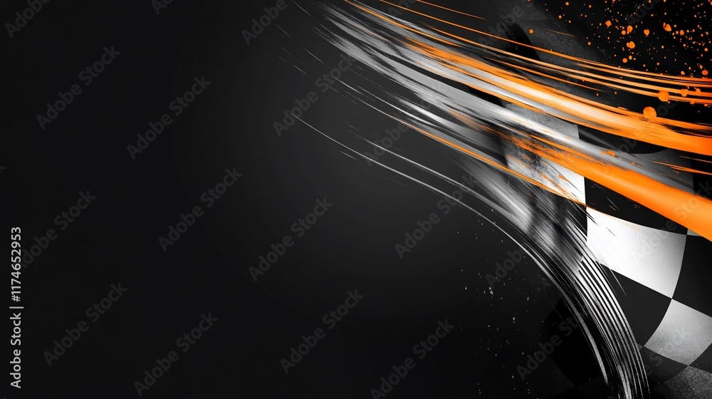 Aufkleber Abstract checkered flag design with dynamic lines.