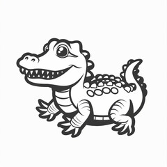 Obraz premium Cute Crocodile Vector Logo Design With Playful Outline Style