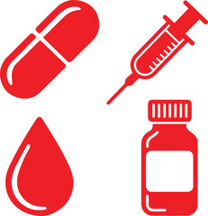 Medicine icons set minimalist, vector illustration,  logo on white background