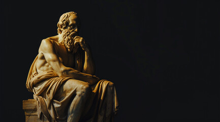 Obraz premium Statue of a man with a beard. Black and white photo. stoicism motivation