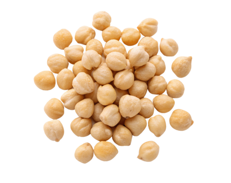 Chickpeas isolated on a white background, with a transparent cutout, showcasing the natural texture and vibrant color of fresh legumes for culinary and health-related imagery
