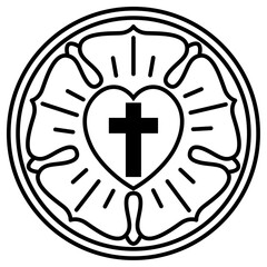 stylized Luther rose vector illustration. Symbol of protestantism.