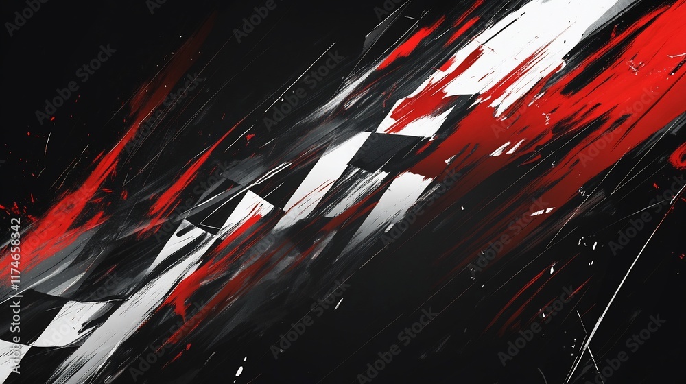 Poster Abstract racing flag design with dynamic brushstrokes.