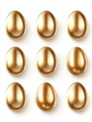 golden easter eggs on white background