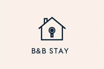 Fototapeta premium B&B Stay: Minimalist logo design featuring a stylized house with a keyhole, symbolizing comfortable and secure accommodation. Perfect for branding and marketing materials for bed and breakfasts, inns.