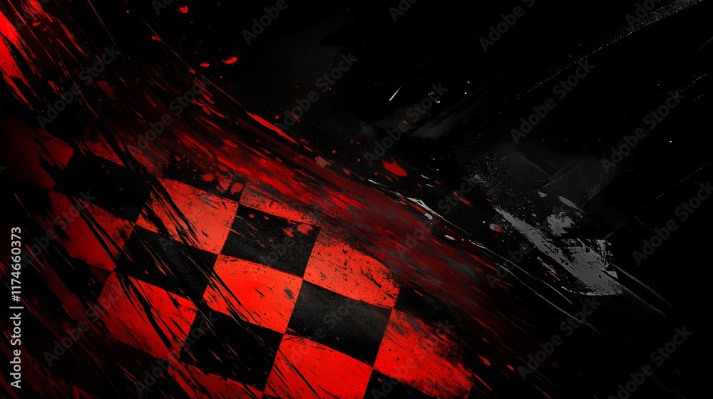 Aufkleber abstract checkered racing flag background with grunge texture.