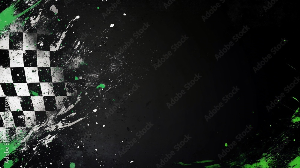 Aufkleber checkered flag with grunge texture on dark background.