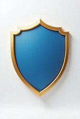 3d  illustration isolated shield with blue and gold color on white background.  Shield safety protection concept. 3d shield rendering