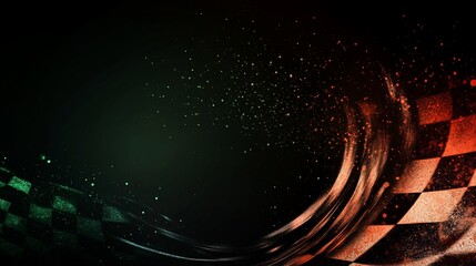 Obraz premium Abstract checkered flag background with motion blur and color gradients.