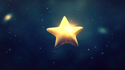 Glowing Star in Dark Cosmic Space with Twinkling Stars Background