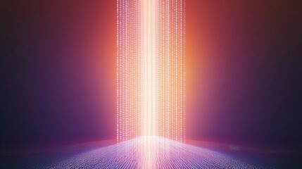 Vertical stream of binary numbers with a glowing effect, representing data flow in a digital world