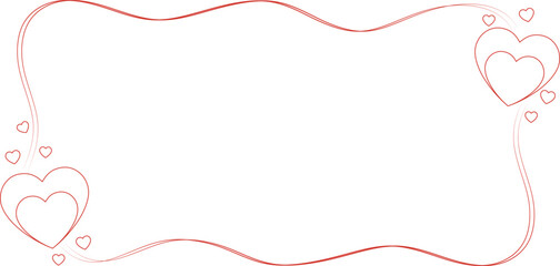 Valentine line heart frame border 
