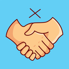No Handshake Sign Vector Illustration Icon. Flat Cartoon Style