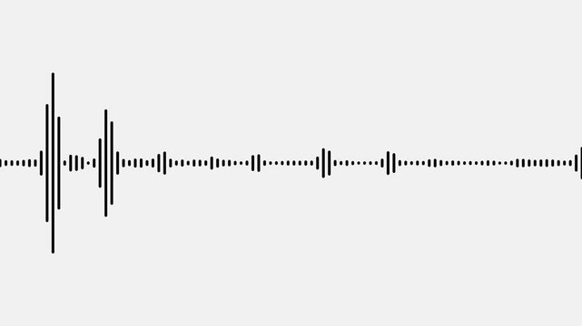 black audio frequency sound wave on white background, spectrum audio animation, Wave form Audio.
Audio spectrum waveform animation on white background. audio waveform spectrum animation, 