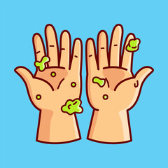 Hand full of Bacteria Vector Illustration Icon. Flat Cartoon Style