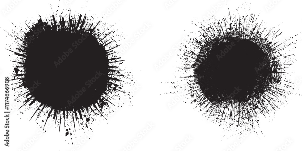 Aufkleber collection of ink splashes for explosion effect .set of black spray paint effect. place stains and s