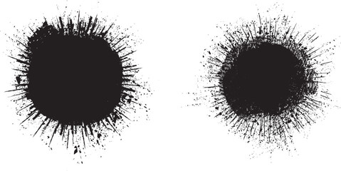 Collection of ink splashes for explosion effect .Set of Black Spray paint effect. Place stains and splats in this pack over any object to create grunge effect .Spray paint drips .abstract vector.