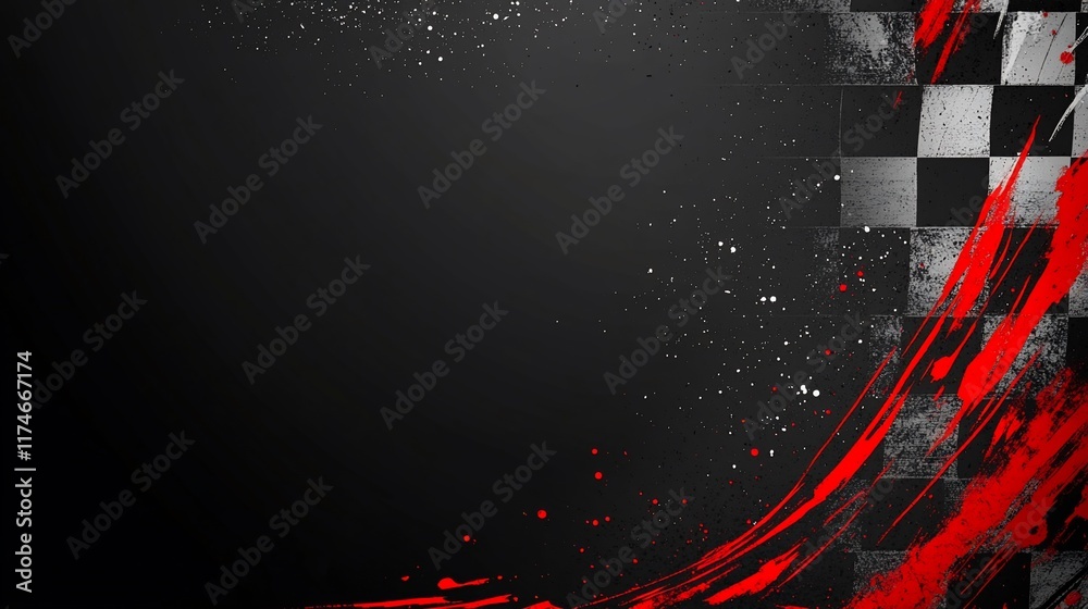 Aufkleber Abstract racing background with checkered flag and grunge texture.