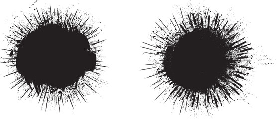 Collection of ink splashes for explosion effect .Set of Black Spray paint effect. Place stains and splats in this pack over any object to create grunge effect .Spray paint drips .abstract vector.