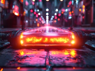 Neon Progress Bar with Futuristic Sci Fi Lighting and Immersive Atmosphere