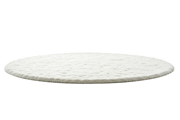 White Modern Beautiful soft round carpets mat with textured pattern on white background, Aerial view