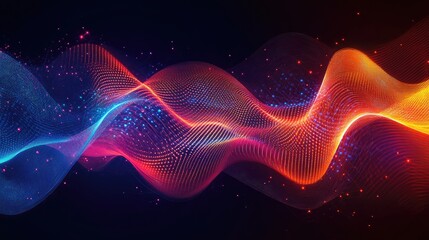 Obraz premium Vibrant Colorful Waves with Dynamic Light Patterns in Dark Background