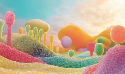 Vibrant bacteria landscape digital creation abstract view
