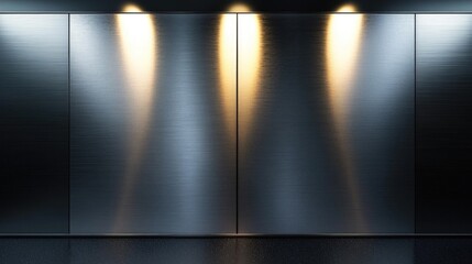 Obraz premium Smooth Metallic Wall with Soft Lighting and Glossy Surface Finish