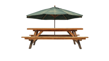  Picnic Table with Umbrella on Transparent Background