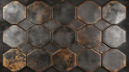 Dark Textured Hexagonal Tiles for Modern Interior Design