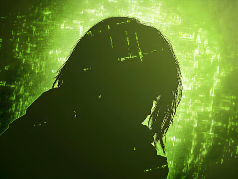 Green Abstract Illustration, Digital Silhouette