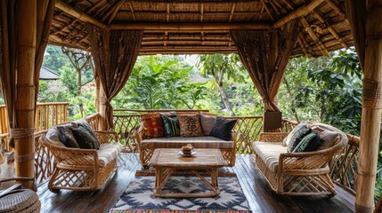 Bamboo Terrace with a Lush Jungle View
