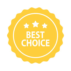 Best choice label badge icon. Business, product quality, sale, promotion, guarantee, marketing, advertising concepts. Flat vector design isolated illustration. 