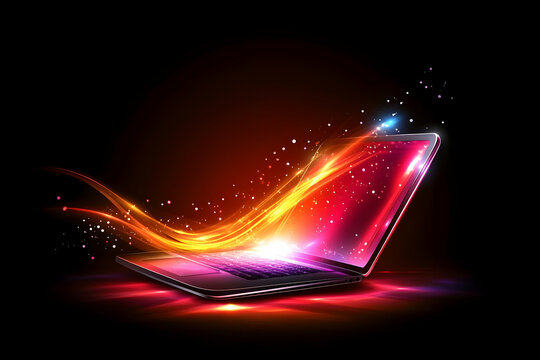 Glowing Laptop Abstract Background