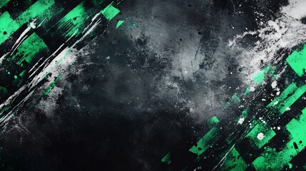 Obraz premium Abstract grunge texture with teal and white brush strokes on dark background.